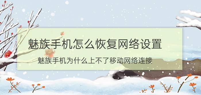 魅族手机怎么恢复网络设置 魅族手机为什么上不了移动网络连接？